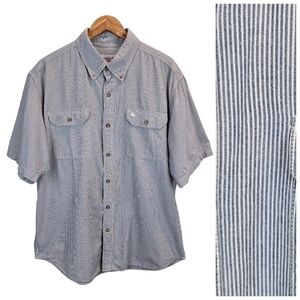 Carhartt Men's Striped Button Down Camp Shirt Size XL Short Sleeve Casual Cotton